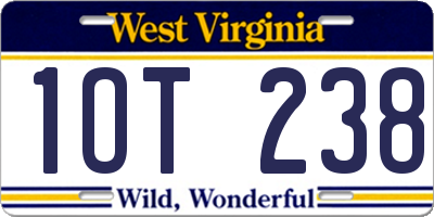WV license plate 1OT238
