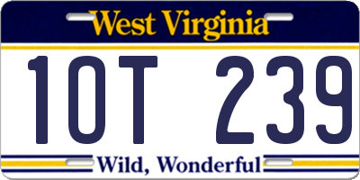 WV license plate 1OT239