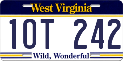 WV license plate 1OT242
