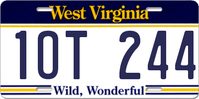WV license plate 1OT244