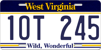 WV license plate 1OT245