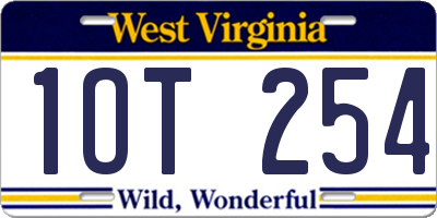 WV license plate 1OT254