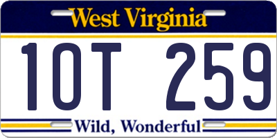 WV license plate 1OT259