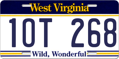 WV license plate 1OT268