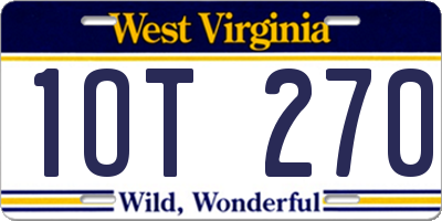 WV license plate 1OT270