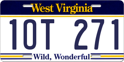 WV license plate 1OT271