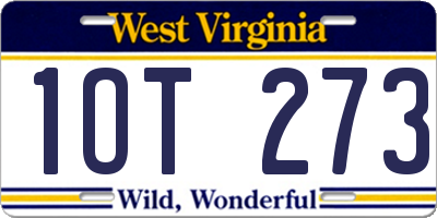 WV license plate 1OT273