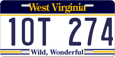 WV license plate 1OT274