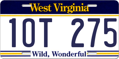 WV license plate 1OT275