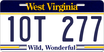 WV license plate 1OT277