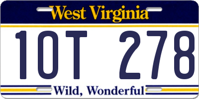 WV license plate 1OT278