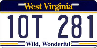 WV license plate 1OT281