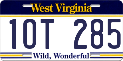 WV license plate 1OT285