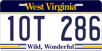 WV license plate 1OT286