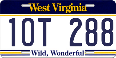 WV license plate 1OT288