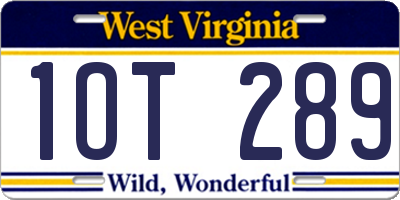 WV license plate 1OT289