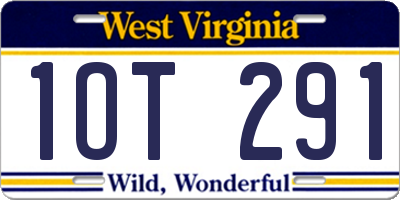 WV license plate 1OT291