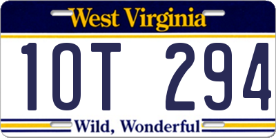 WV license plate 1OT294