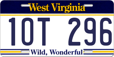 WV license plate 1OT296