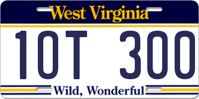 WV license plate 1OT300