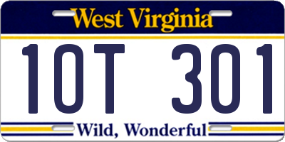 WV license plate 1OT301