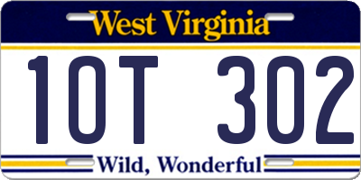 WV license plate 1OT302