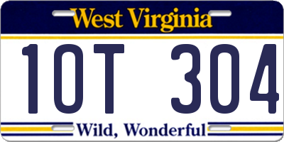 WV license plate 1OT304