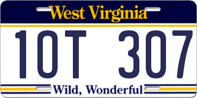 WV license plate 1OT307