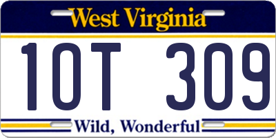 WV license plate 1OT309