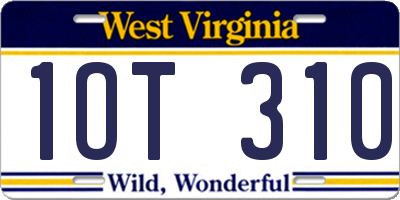 WV license plate 1OT310