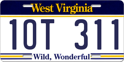 WV license plate 1OT311