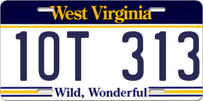 WV license plate 1OT313
