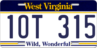 WV license plate 1OT315