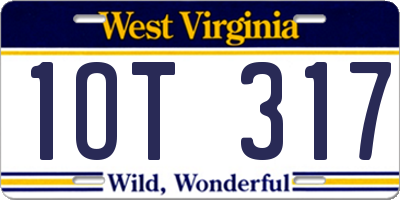 WV license plate 1OT317