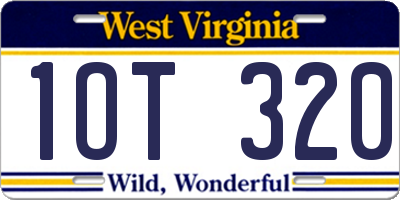 WV license plate 1OT320