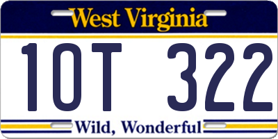 WV license plate 1OT322