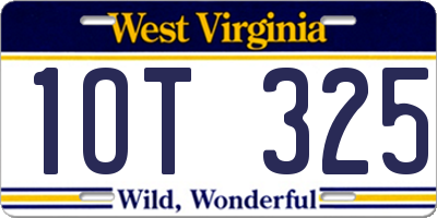 WV license plate 1OT325