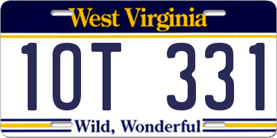WV license plate 1OT331
