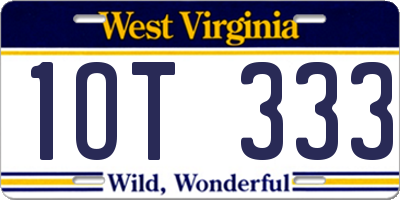 WV license plate 1OT333