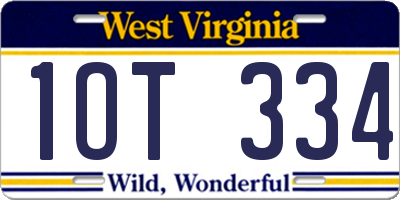 WV license plate 1OT334
