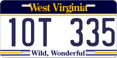 WV license plate 1OT335