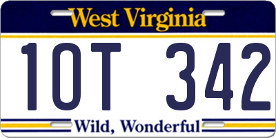 WV license plate 1OT342