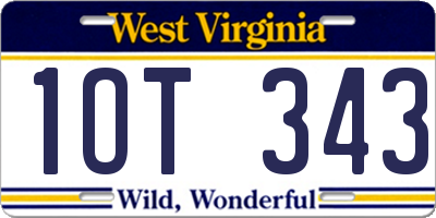 WV license plate 1OT343
