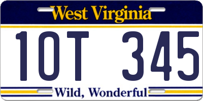 WV license plate 1OT345