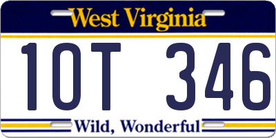 WV license plate 1OT346