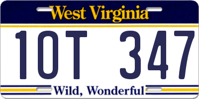 WV license plate 1OT347