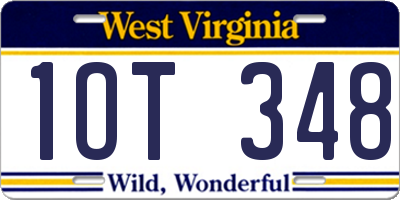 WV license plate 1OT348
