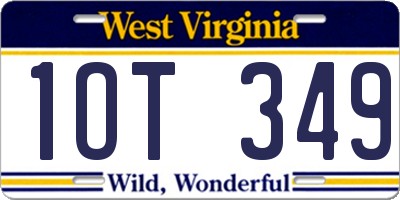 WV license plate 1OT349