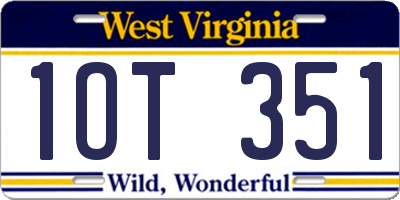 WV license plate 1OT351