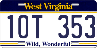 WV license plate 1OT353